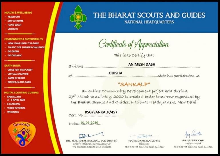 certificate of project sankalp