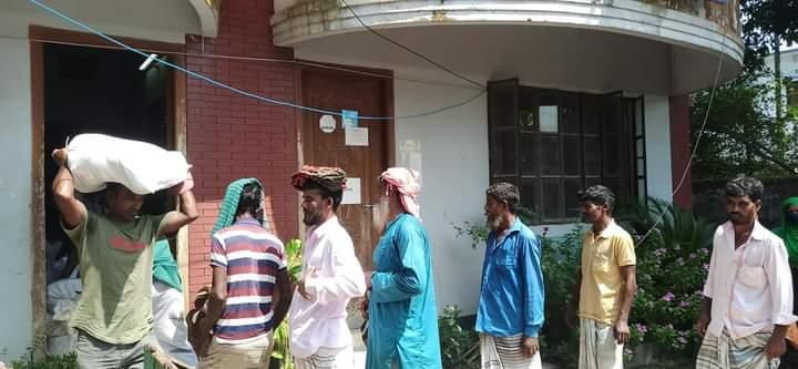 Distribution of food items among the families affected by the corona virus

