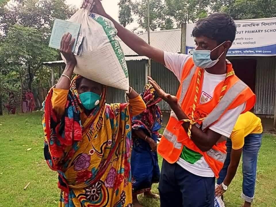 Relief work at Lalmonirhat by Crystal Open Scouts