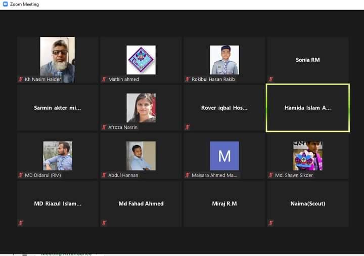 ১৭ জুলাই ২০২০ইং নিয়মিত ভারচুয়াল ট্রুপ ও ক্রু মিটিং।

