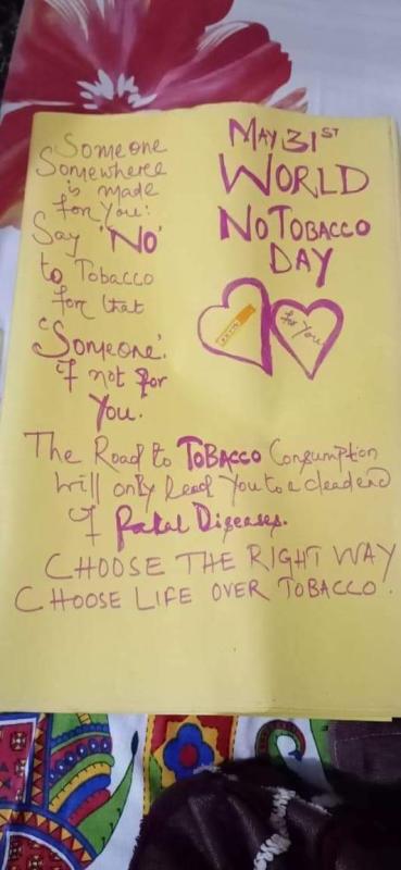 MAY 31st, World no tobacco day, observed by our team, Monalisa Das and team 