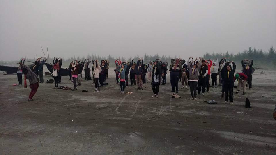 Yoga on the beach - 2016 Group Camp - Kuakata 