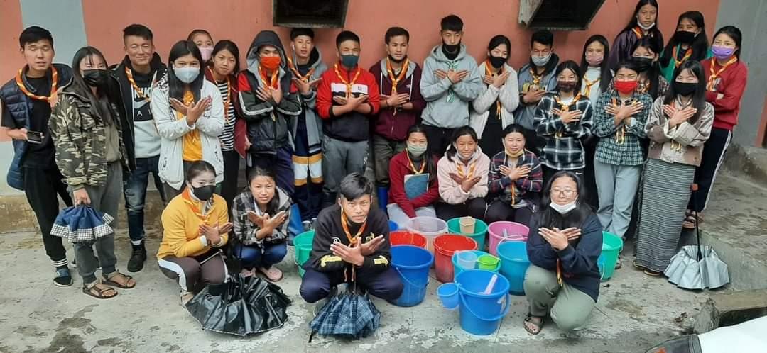 Dog feeding volunteer