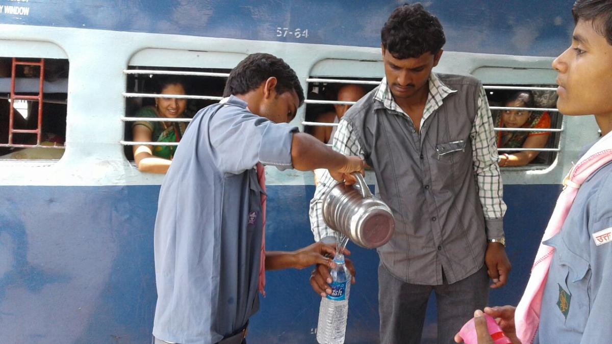 Water serving at railway station 