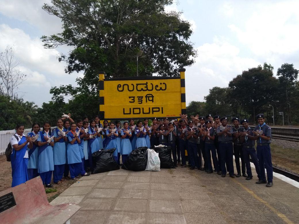 35th month of cleanliness drive program,  'Swacch Bharath Abhiyaan', at Udupi Railway Station , karnataka , India.