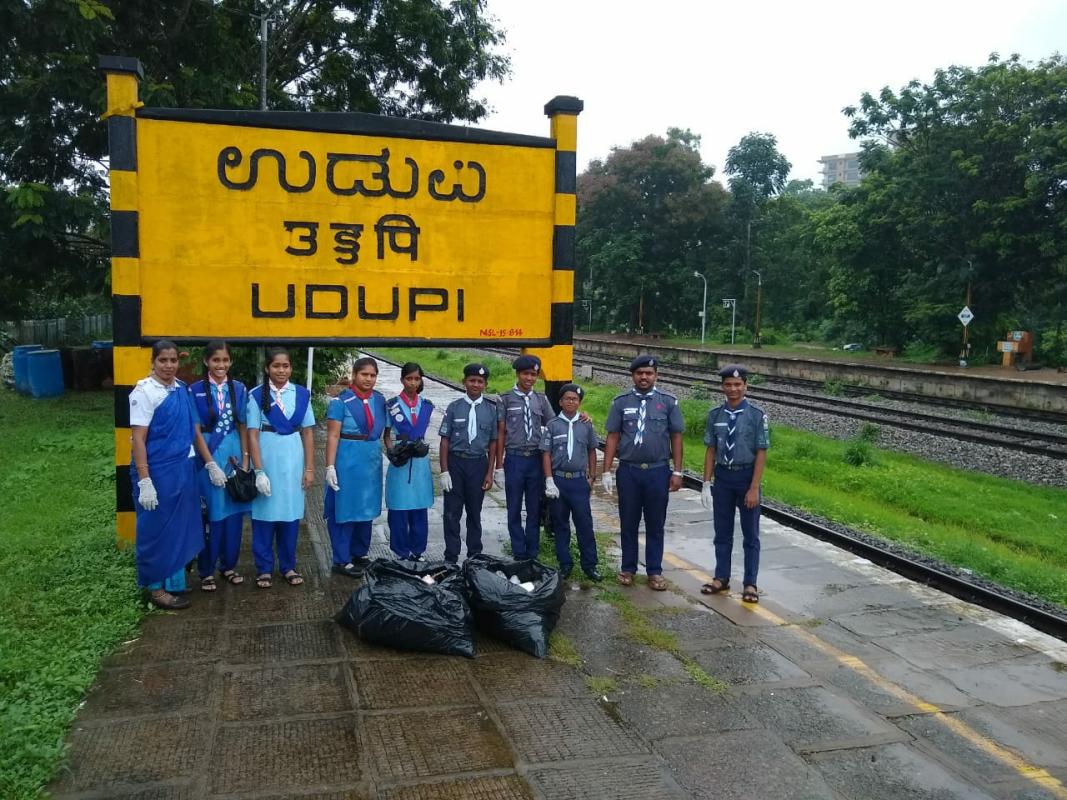 26 th month Swacha Bharat cleaning programme in Indrali Railway station Udupi Karnataka India 