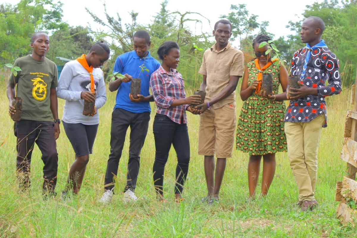 A tree planting project at the Kenyatta University campsite.