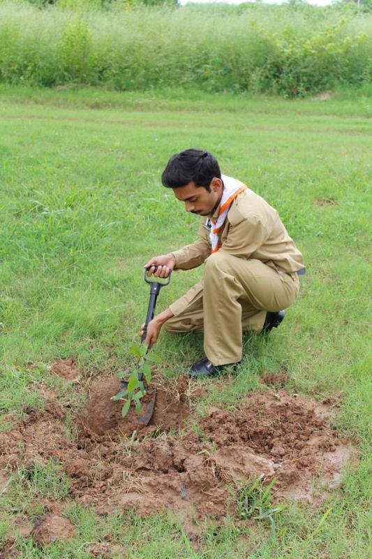 Tree plantation was done by scouts attending National Youth Council on 13th August 2018
