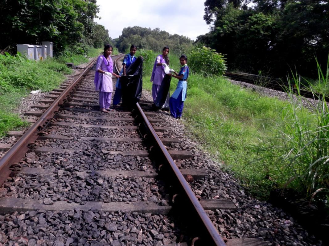 28th month of Swachh Bharat Cleanliness Drive Indrali Railway Station Udupi .Karnataka. India.