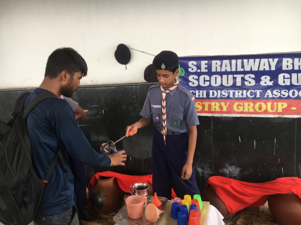 Providing water at Railway station. 
