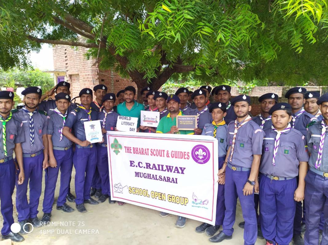 WORLD LITERACY DAY E.C. E.C.RELLWAY MUGHALSARAI THE BHARAT SCOUT & GUIDE