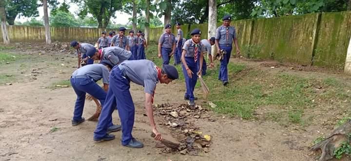cleaning the area
