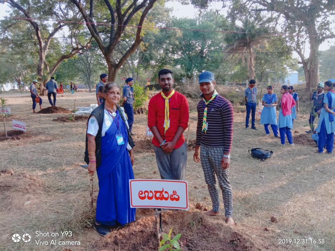 Plantation of saplings @ 28th Karnataka state jamborette, Bengaluru, Karnataka.