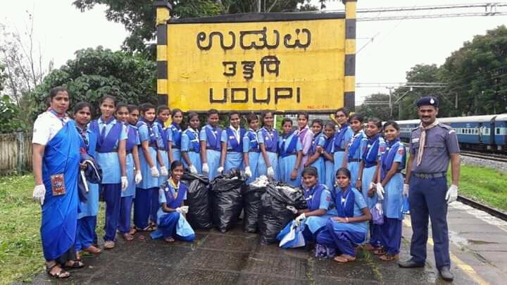 "37th month Swachh Bharat Cleanliness Drive by Bharat Scouts and Guides District Association Udupi. Karnataka State India. "