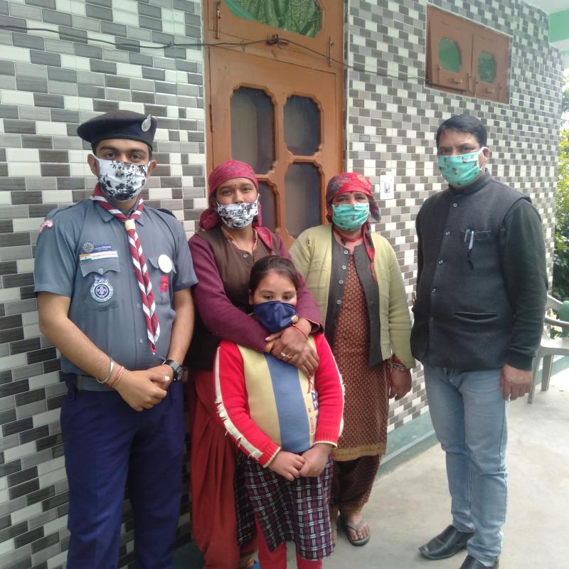 Distribution of free mask in Village
