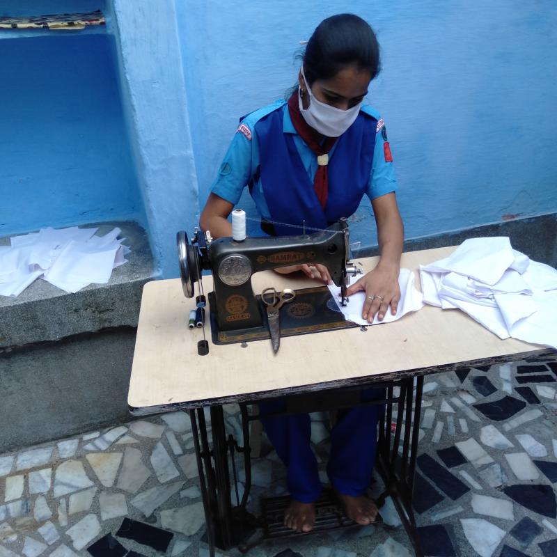 Making Masks for Needy Peoples in this Quarantine Period in Pandemic of COVID-19. Jodhpur, Rajasthan State BSG INDIA .