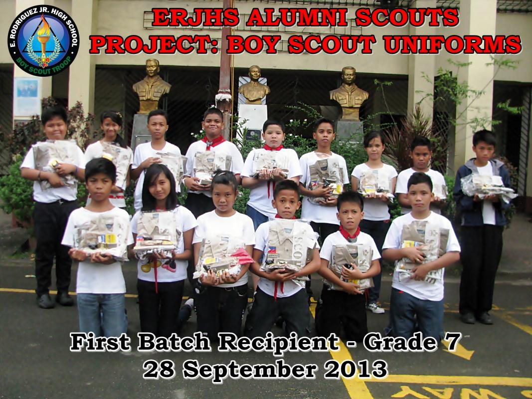 EULOGIO RODRIGUEZ JR. HIGH SCHOOL (QUEZON CITY) ALUMNI SCOUTS - PROJECT BOY SCOUT UNIFORMS