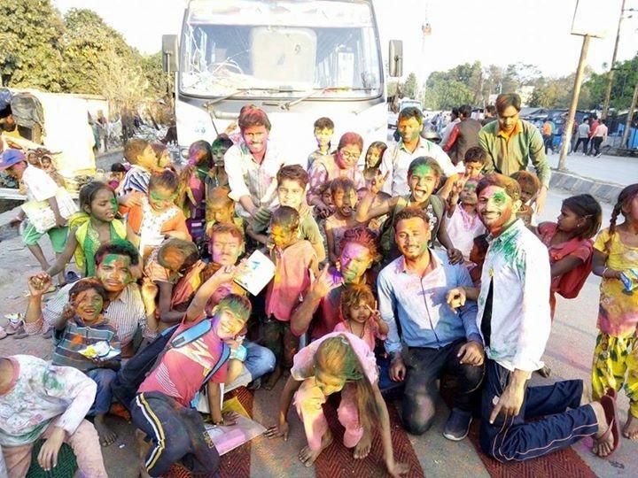 Holi with kerbstone children (Smile Roti Bank)Ticket to Life Project 