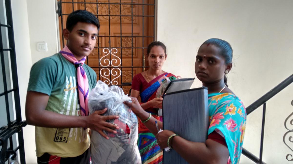 Donating old clothes to orphans