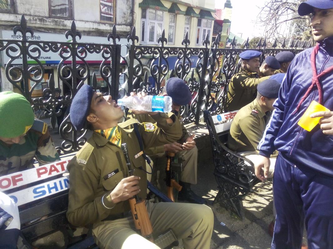 Providing drinking water to all the participants in the state level republic day parade (Jan.2016).