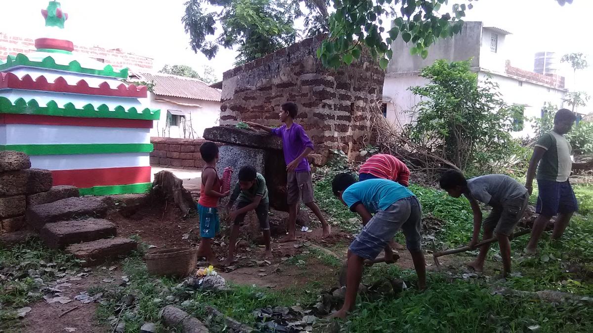 cleanes of temple ground 