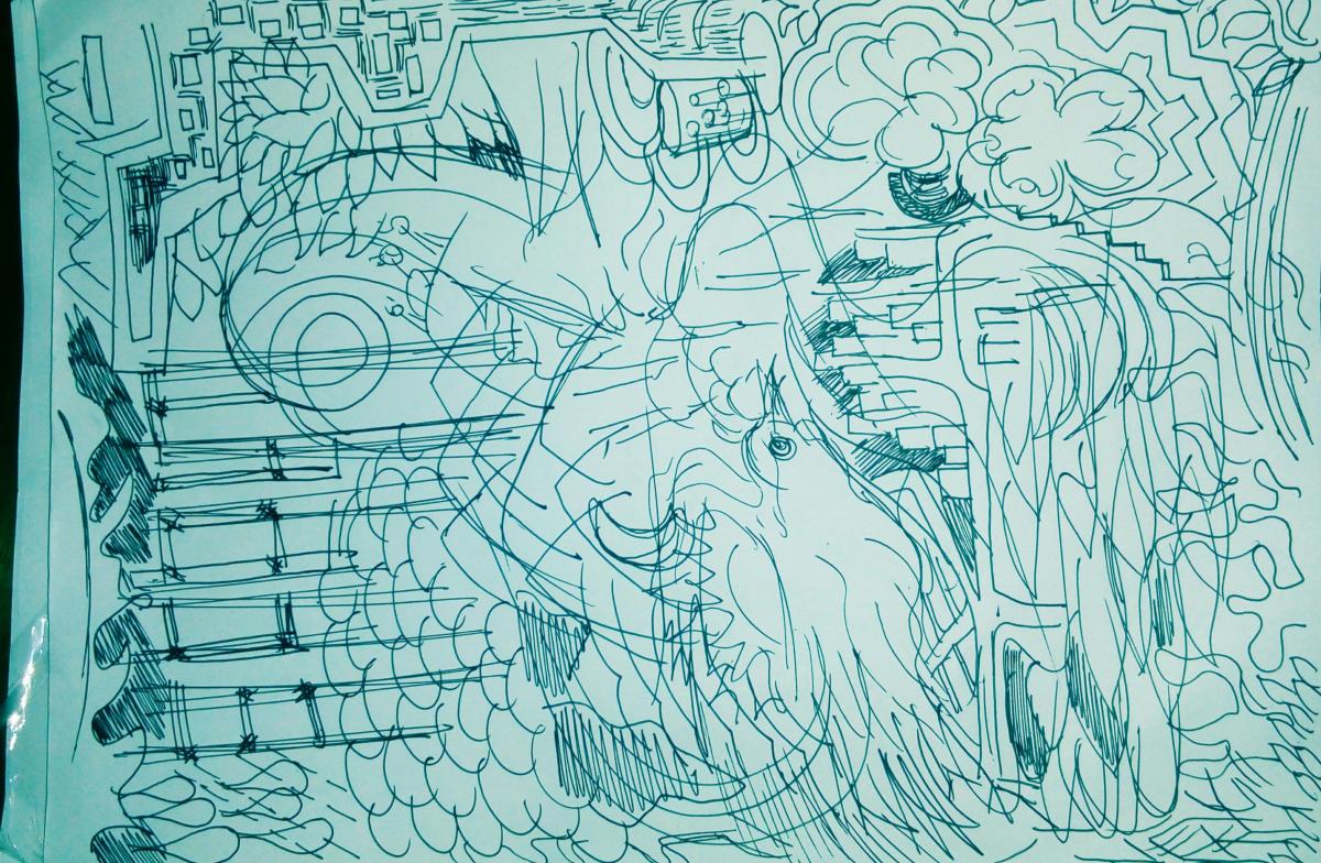 Lakaran idea mural seni dalam MoP.
