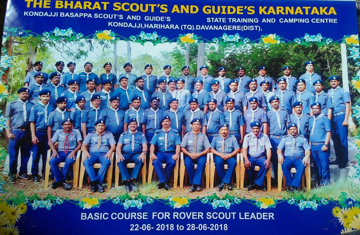 The Bharat Scouts and Guides, Karnataka was conducted Basic courses for Rover Scout leader held at 22-06-2018 to 28-06-2018 State Training and camping center, Kondajji, Harihar Taluk, Davanagere District. 
No of Participants-50
No of Staff's - 07