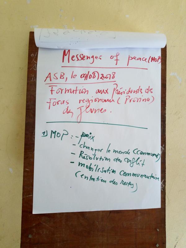 Formation des Présidents régionaux des Foras des jeunes 