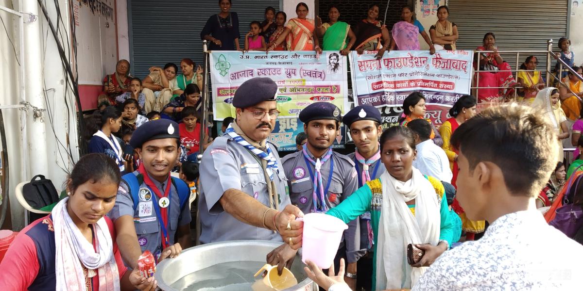 Service in Local Durga Puja Festival