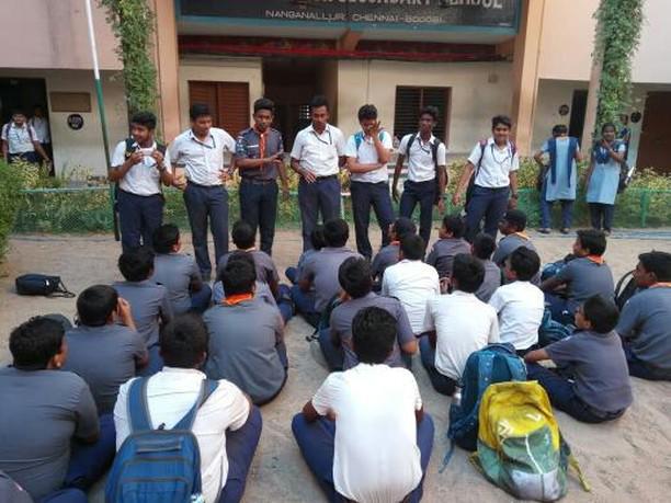 Teaching Rajapuraskar students in our school