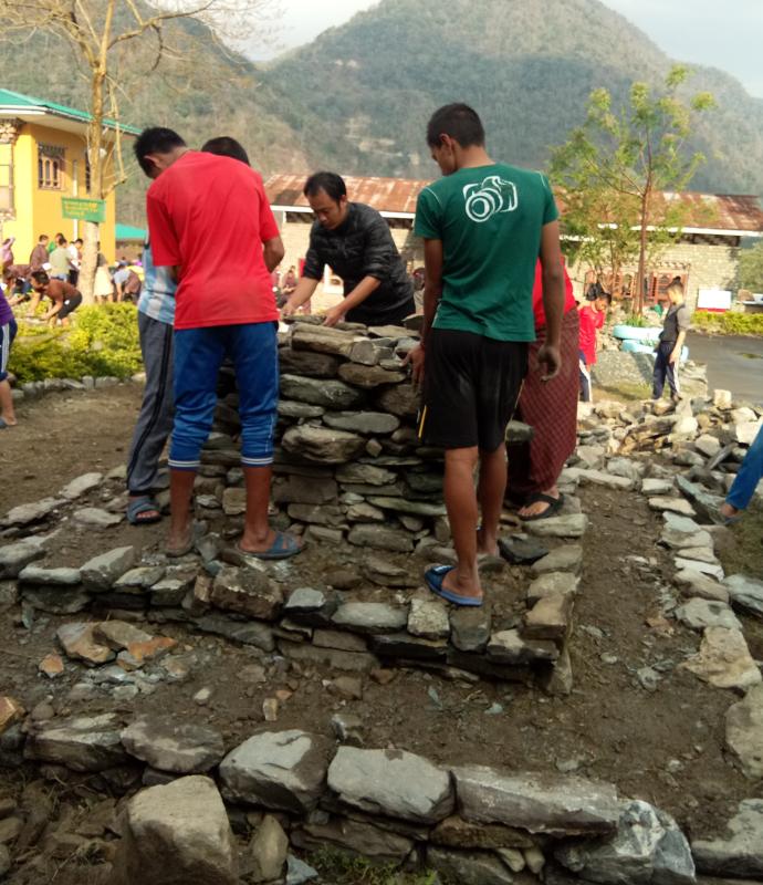 Flower gardens in school