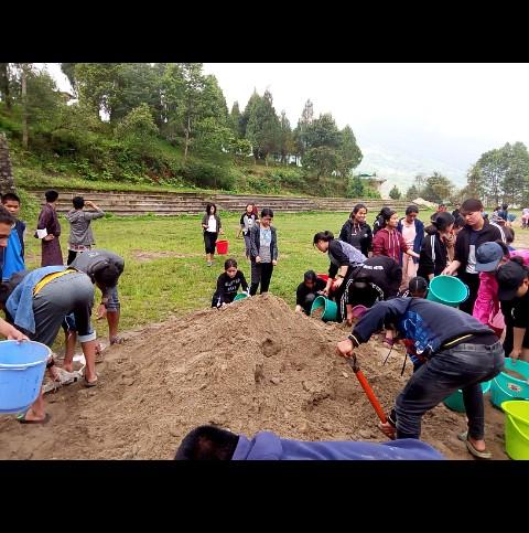 Maintenance of football ground.