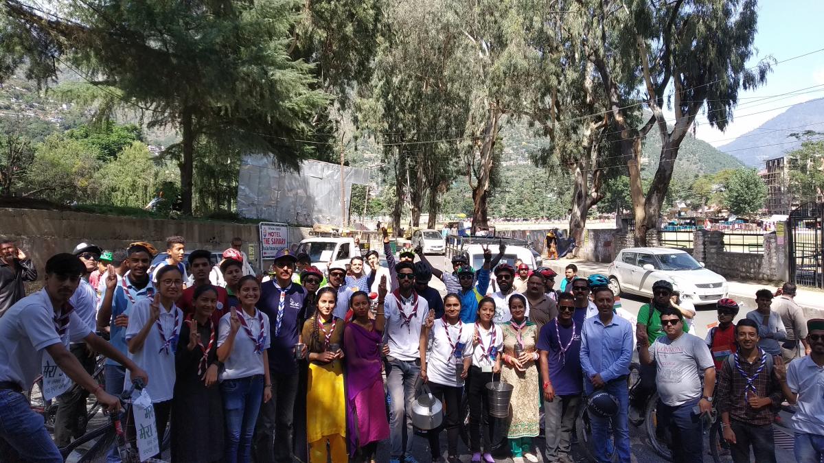 महात्मा गांधी की 150वी वर्ष गांठ के दौरान साइकिल रैली ।