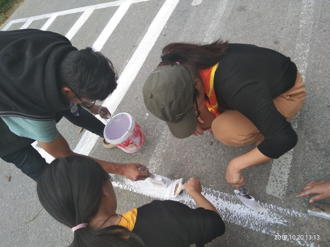 Repainting zebra cross