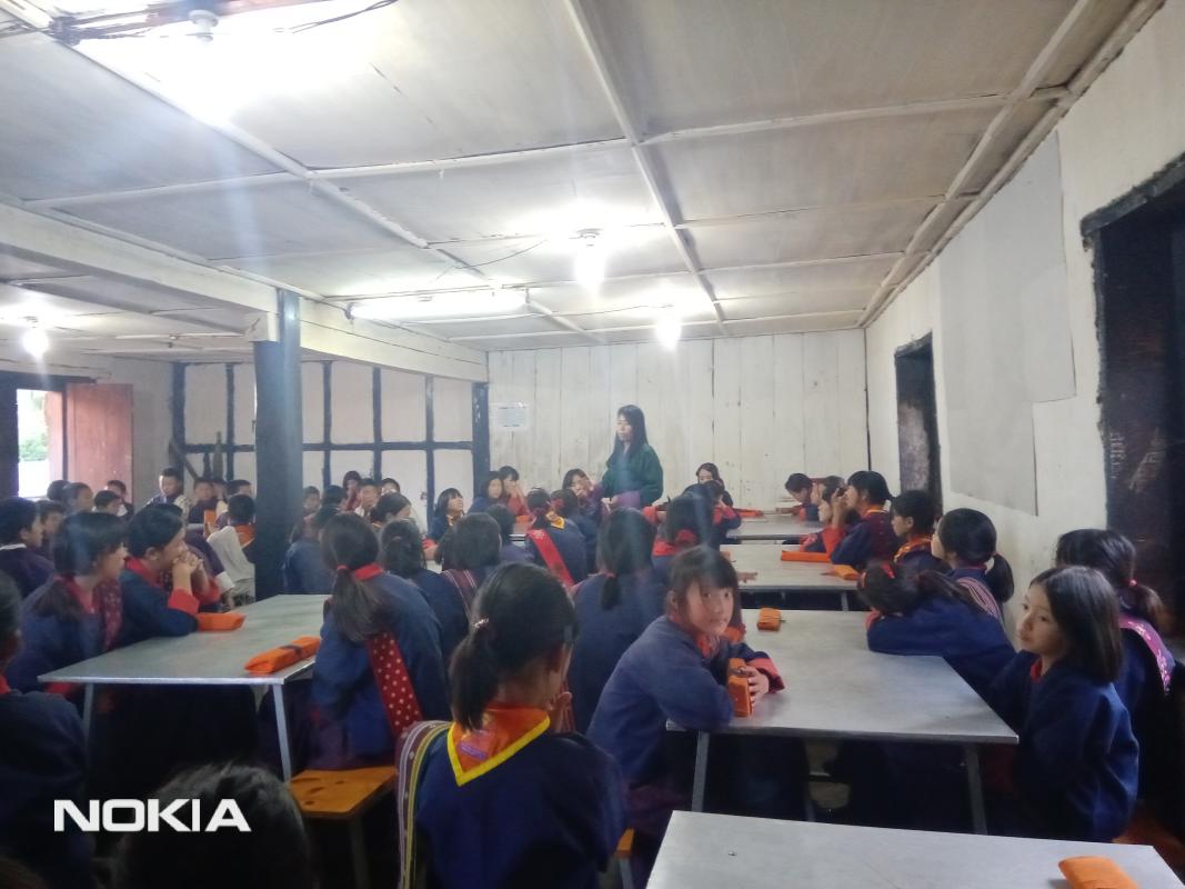 Creating awareness to the children on waste management .