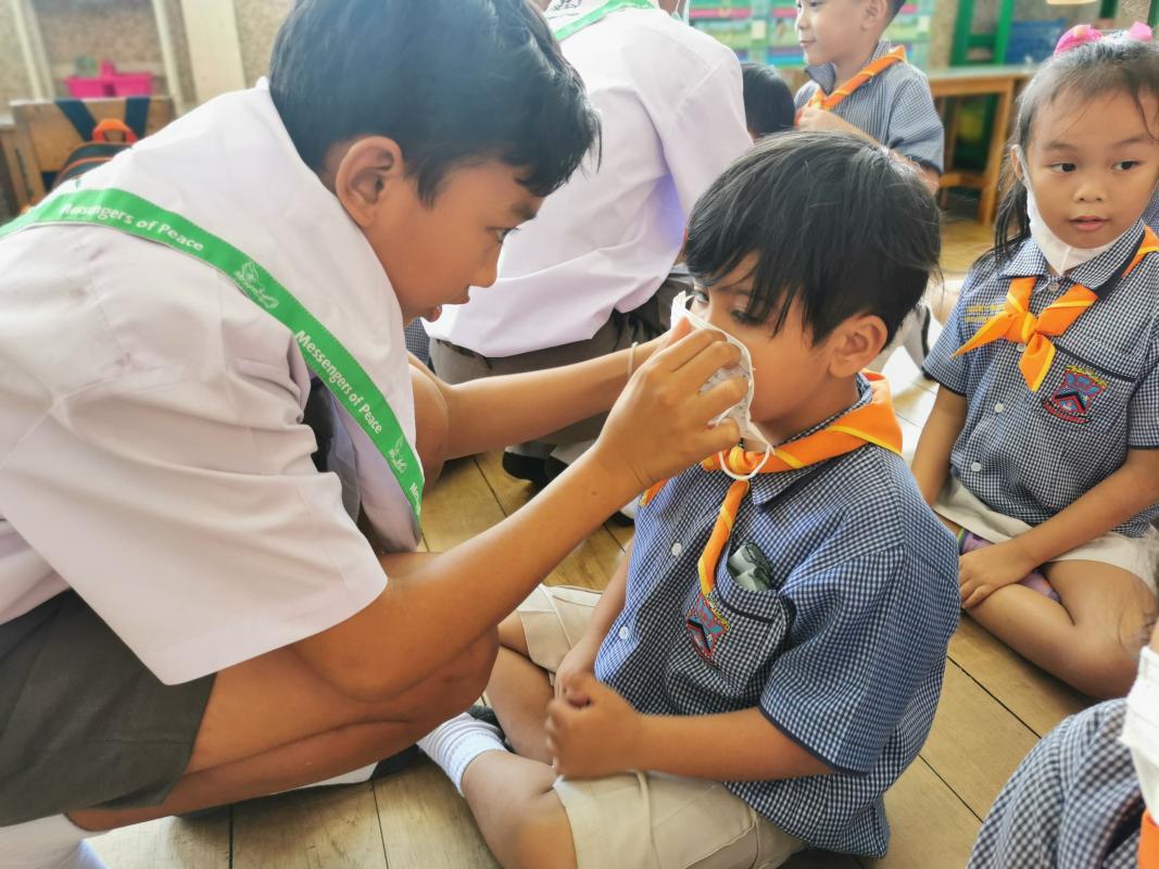 Educating about wearing a surgical mask