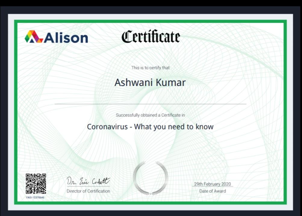 Done Online Study on Coronavirus