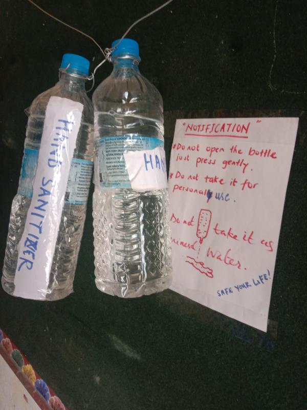 Distribution of hand sanitizer