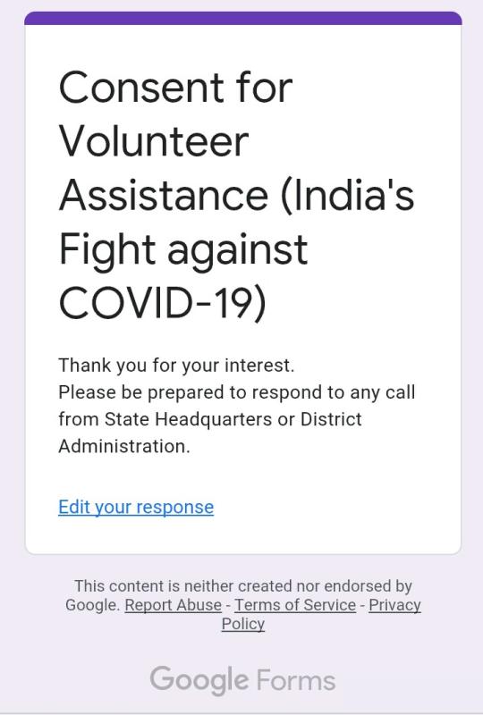 A small step in which I give service for COVID -19