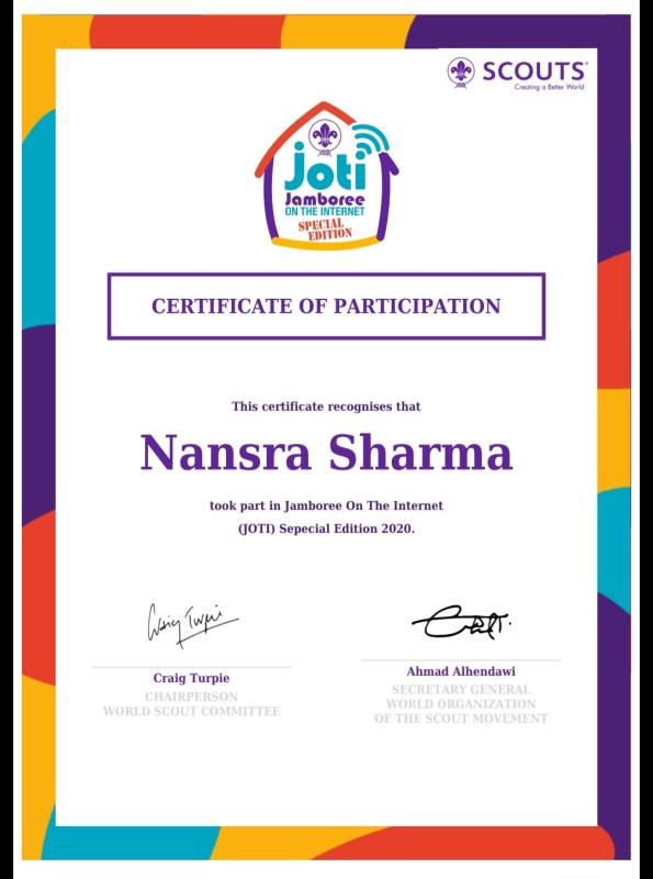 I took a part in jamboree on the internet  online(Joti) special edition 2020