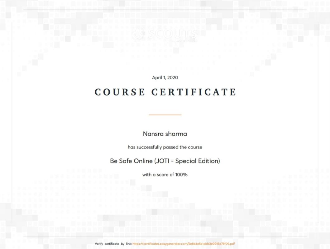 BE Safe Online Course 