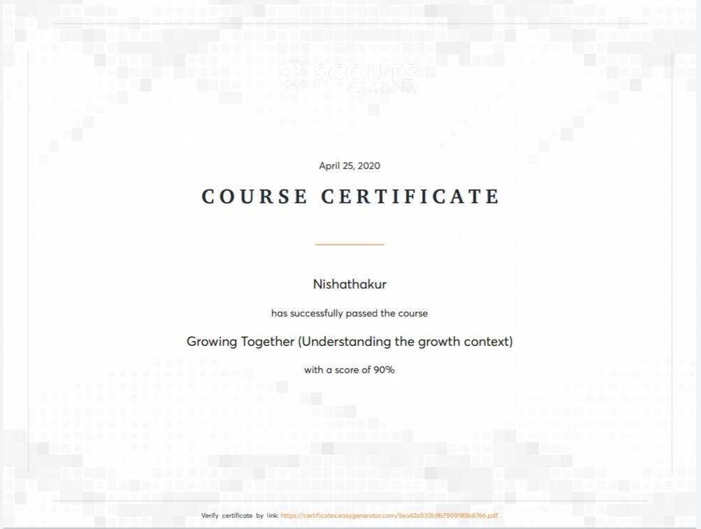 GROWING TOGETHER COURSE CERTIFICATE