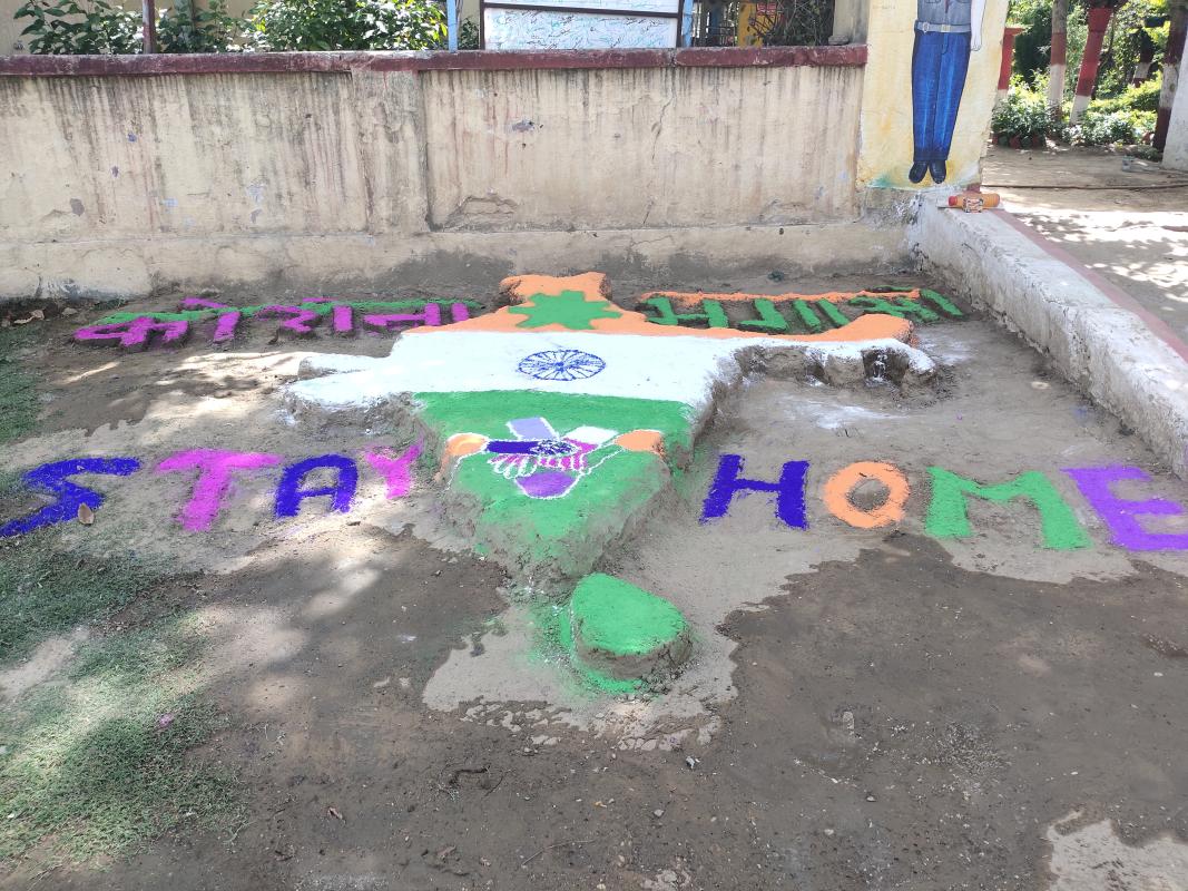 RANGOLI MADE STAY HOME MESSAGE