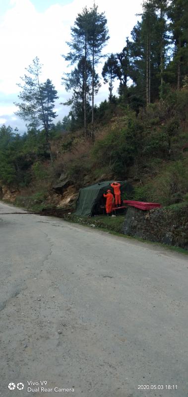 Building check post to avoid covid 19 social distance. 