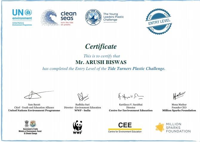Plastic Tide Turners Challenge.. Certificate #Sankalp #SankalpForBeautifulWorld #bsgindia #challange #StayhomeStaysafe