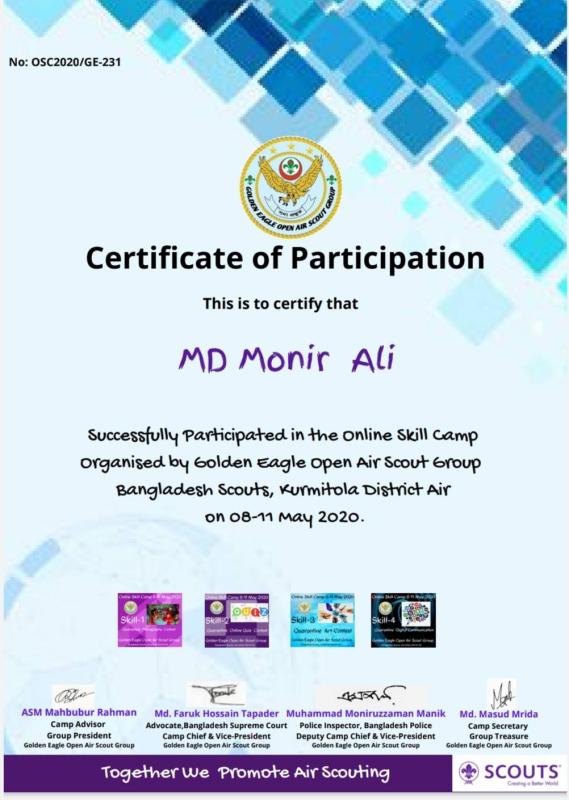 Online Skill Camp Bangladesh Scout Kurmitola Distnct Air 