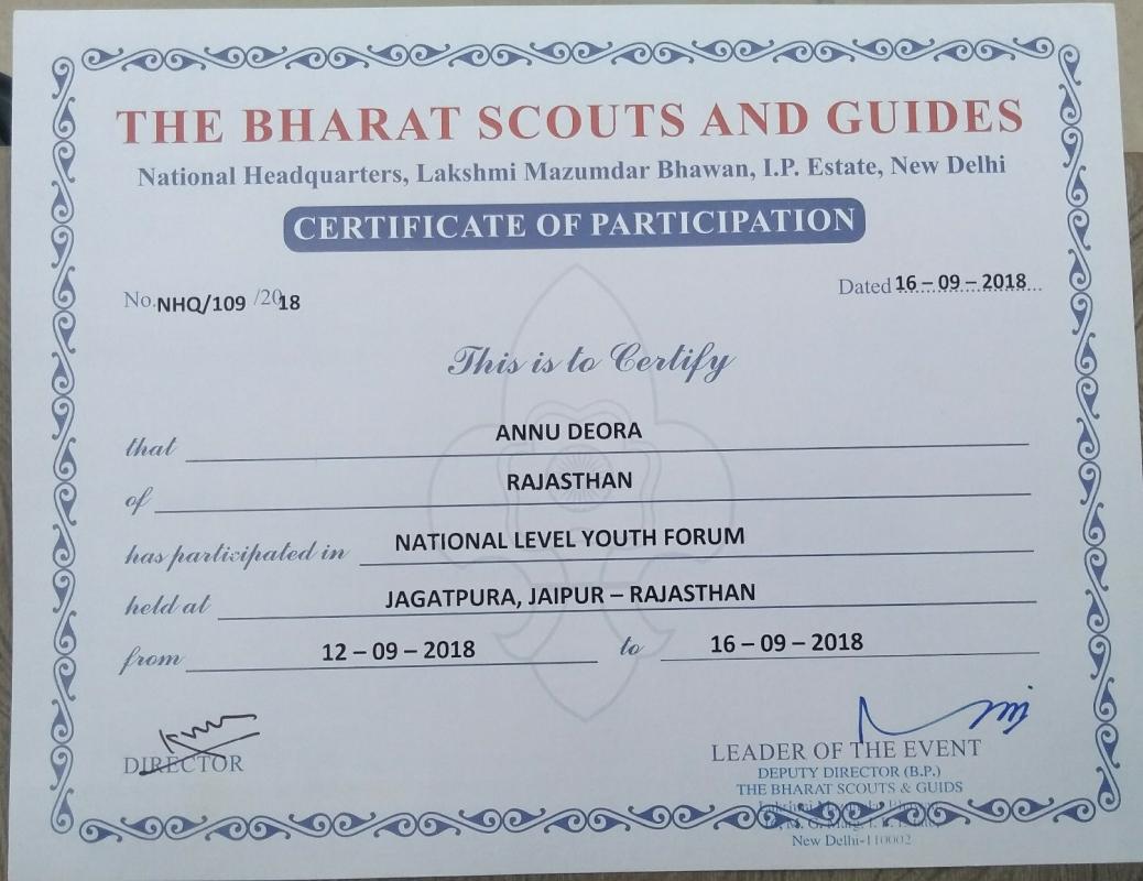 NATIONAL LEVEL YOUTH FORUM[12.sep -16.sep 2018]