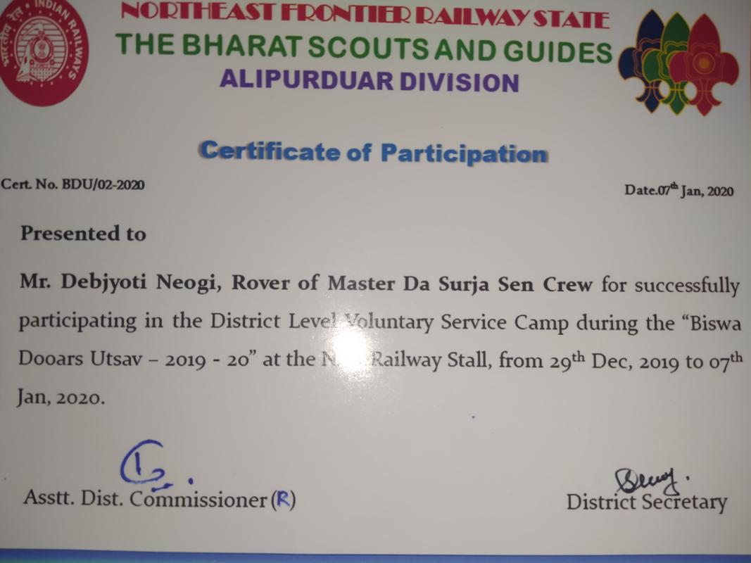 Voluntary Service camp at Divisional Railway Stall of Dooars utsav 