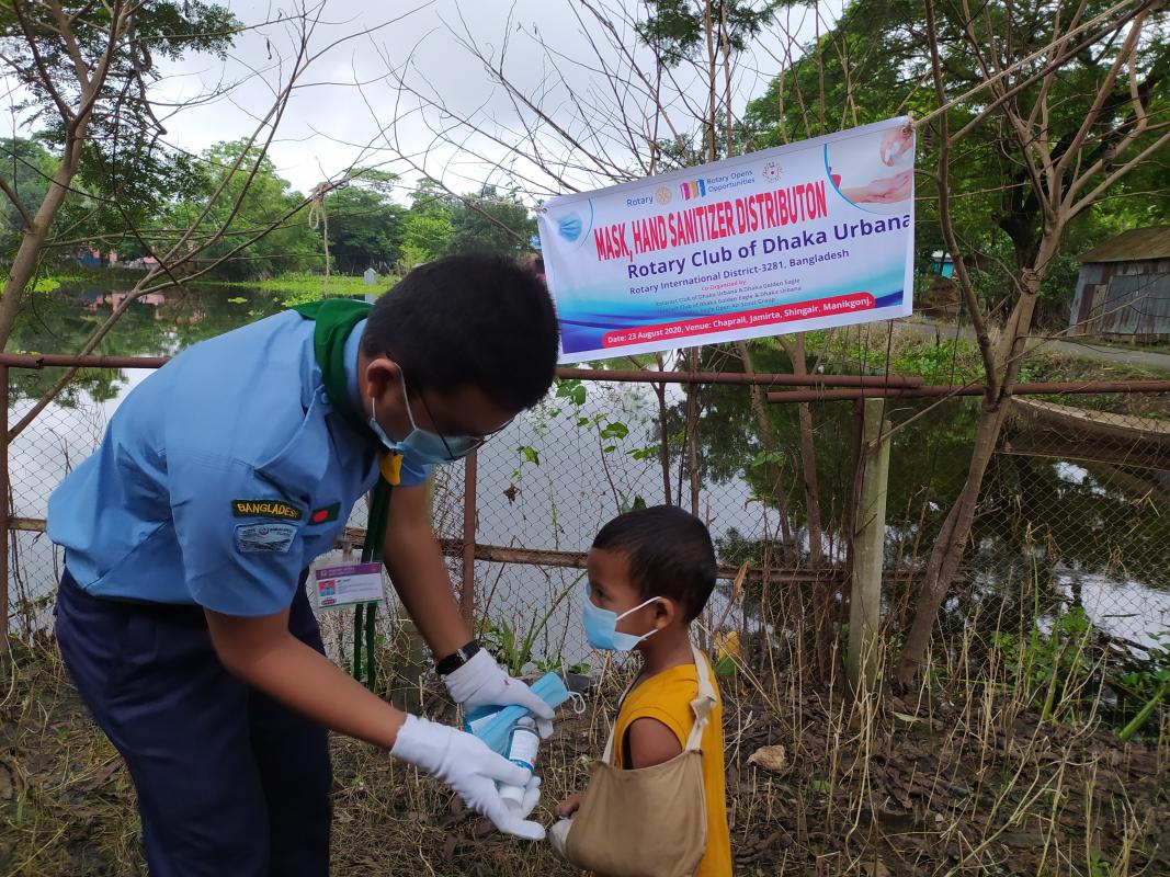 Mask, Hand Sanitizer Distribution by Rotary & Air Scout 