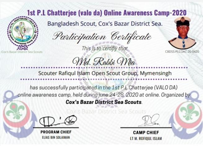 1st P.L.Chatterjee Online Awareness Camp, -2020